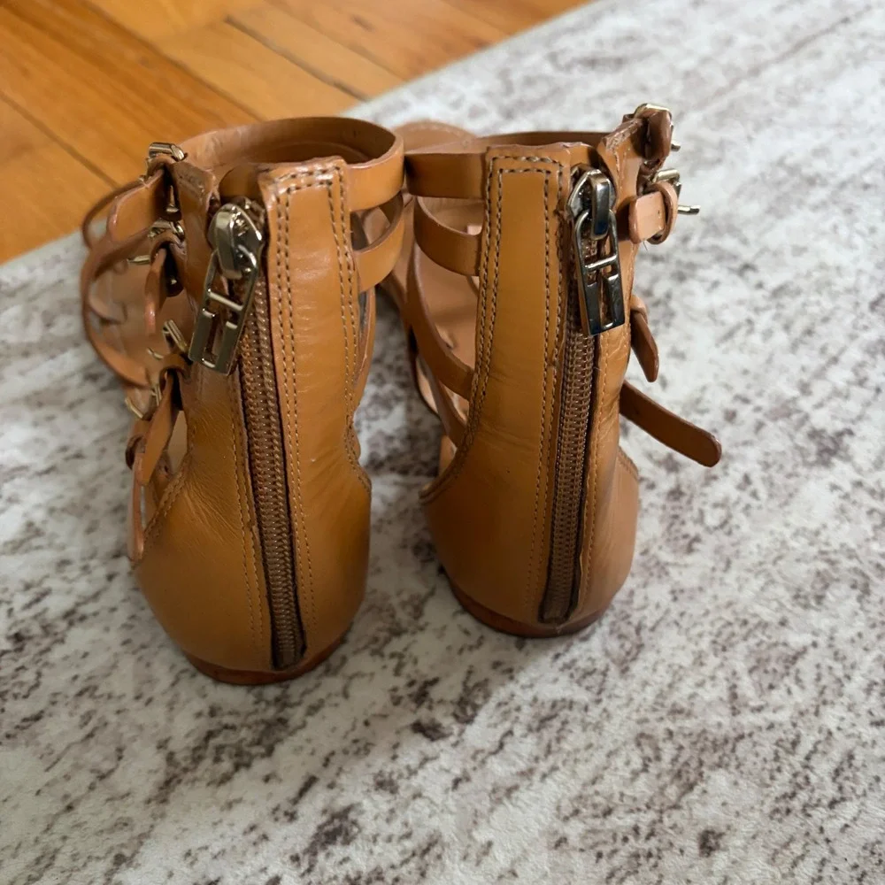 Tory‎ Burch Lucas Gladiator Sandals Leather Browen Women's Size 7.5 M